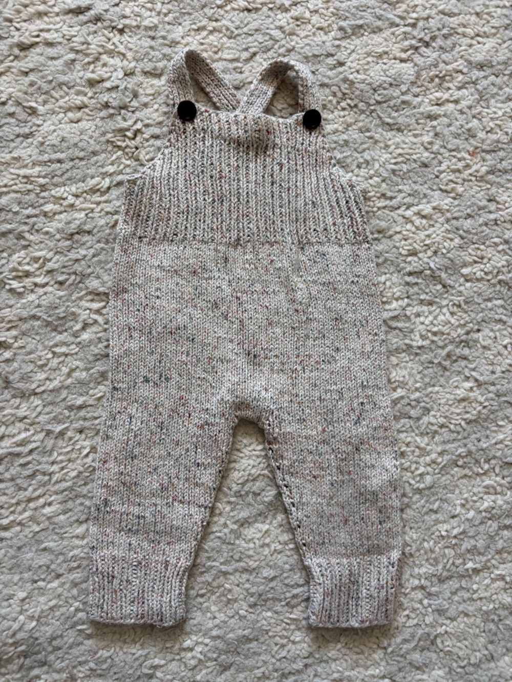 Handknit Cotton Speckle Overalls Dungarees Baby Toddler Onesie